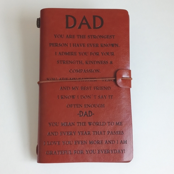 "Dad" Leather Cognac Brown Father's Day Journal Travelers Notebook with Inserts - Picture 1 of 13